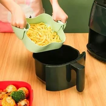 Silicone Air Fryer Baking Pan Square Reusable High Temperature Resistant Silicone Liner Insulation Mat Oven Baking 2