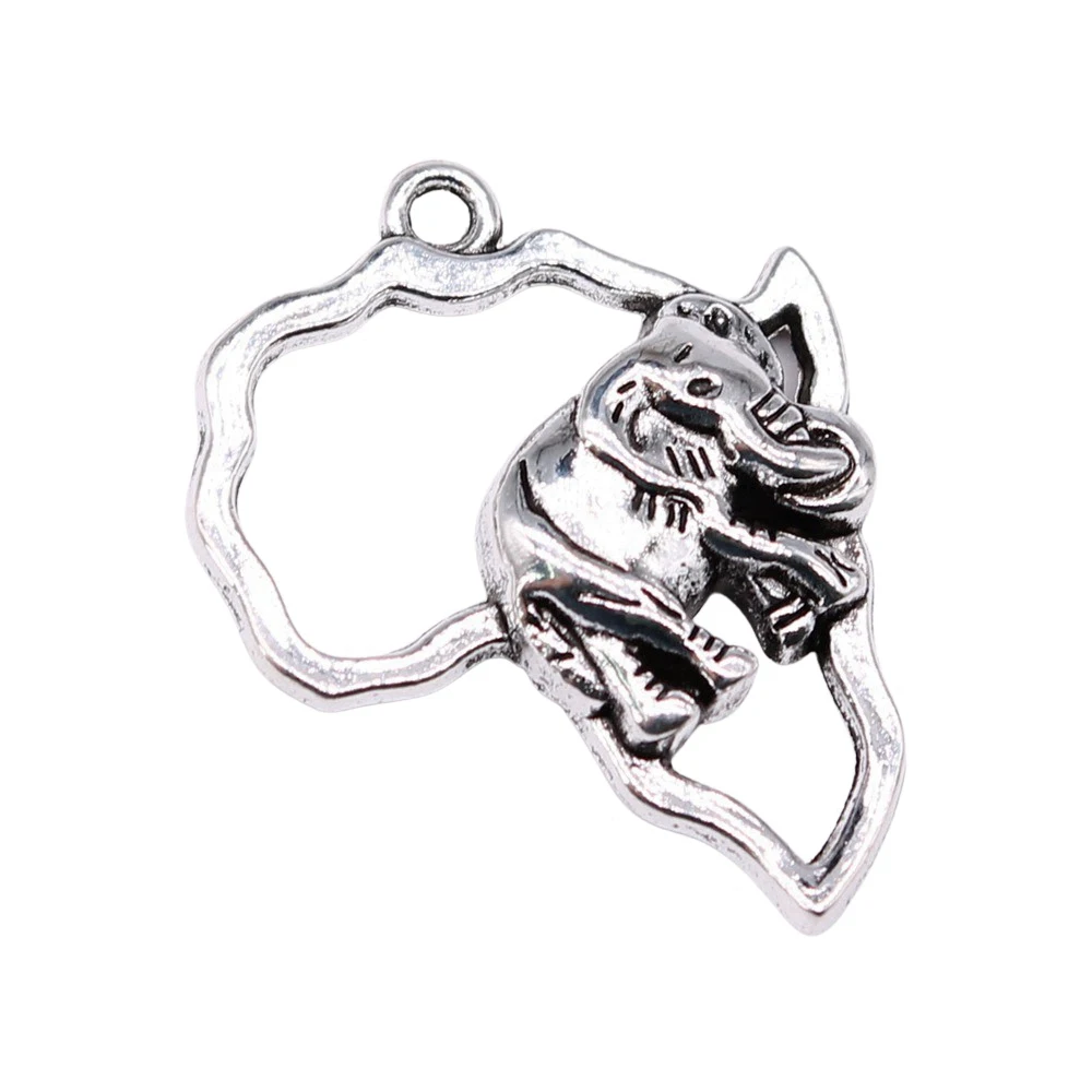 

5pcs/lot 28x22mm African Series Elephant Charms For Jewelry Making Antique Silver Color 1.1x0.87inch