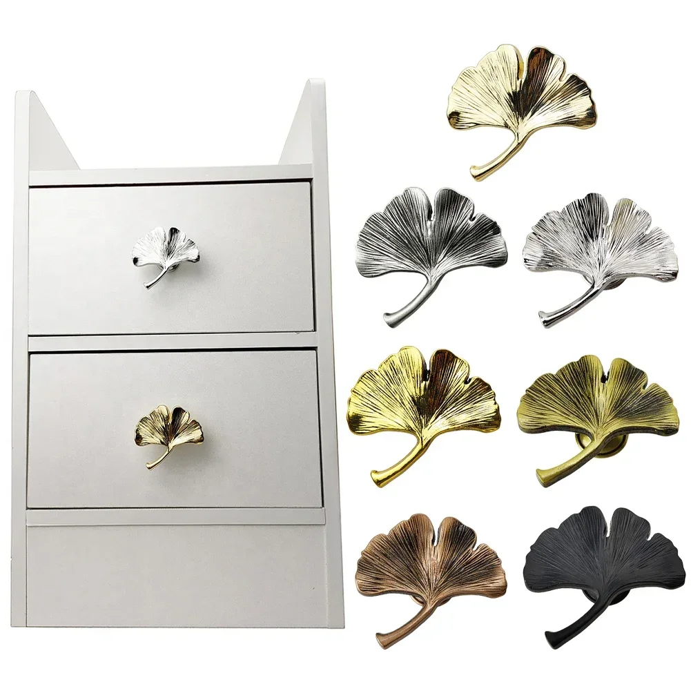 Ginkgo Leaf Zinc Alloy Furniture Handle Door Cabinets Knobs For Children Room Replacement Furniture DIY Door Hardware Furniture Knobs