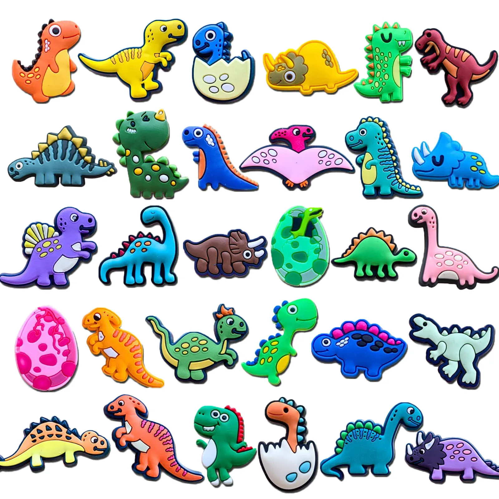 30 Stück Dinosaurier-Serie Schuhanhänger für Krokodilsandalen, PVC-Schuhdekorationen Zubehör für Weihnachten