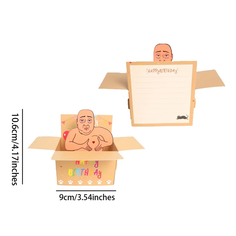 1pc Funny Happy Birthday Pop-up Card 3D Character Design Paper Party Greeting Card Invitation Perfect Gift