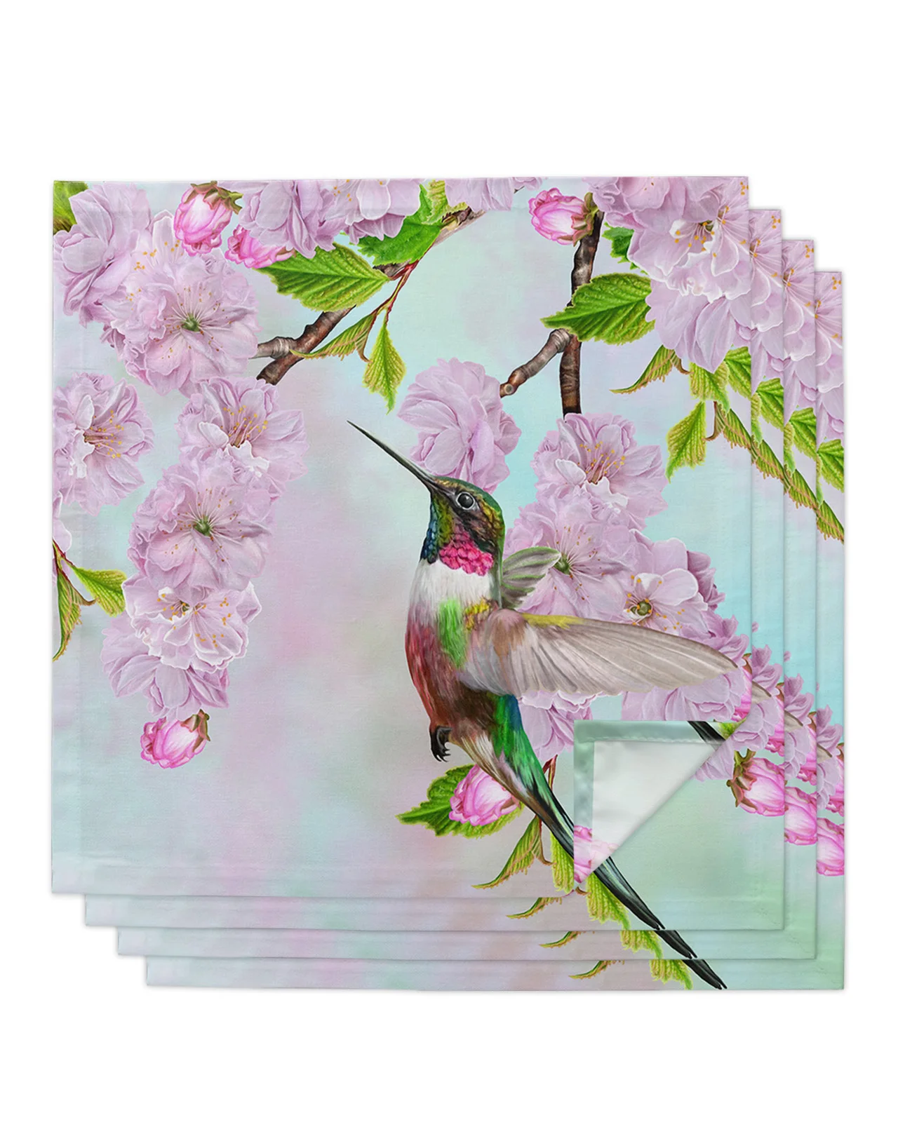Decoupage Paper Napkins of Birds and Cherry Blossoms