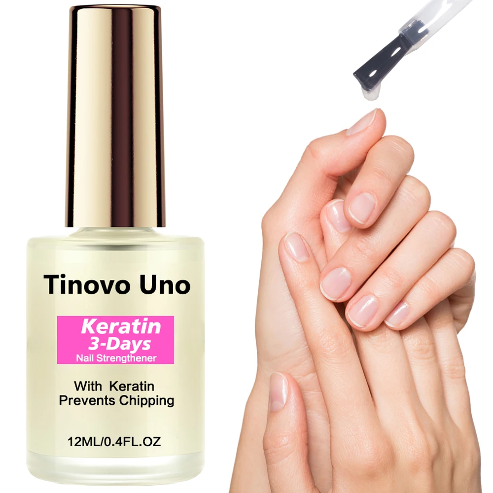 Tinovo Uno Keratin Nail Strengthener Growth 3 Days Prevents Chipping Stronger Nails Calcium Protein Formula Nail Hardener Polish nail treatment