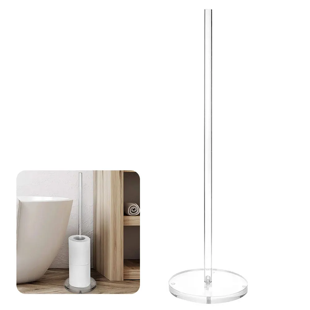 Standing Reserve Tissue Roll Holder Acrylic Freestanding Toilet Paper Holder Modern Space Saving for Toilet Spare Rolls Storage