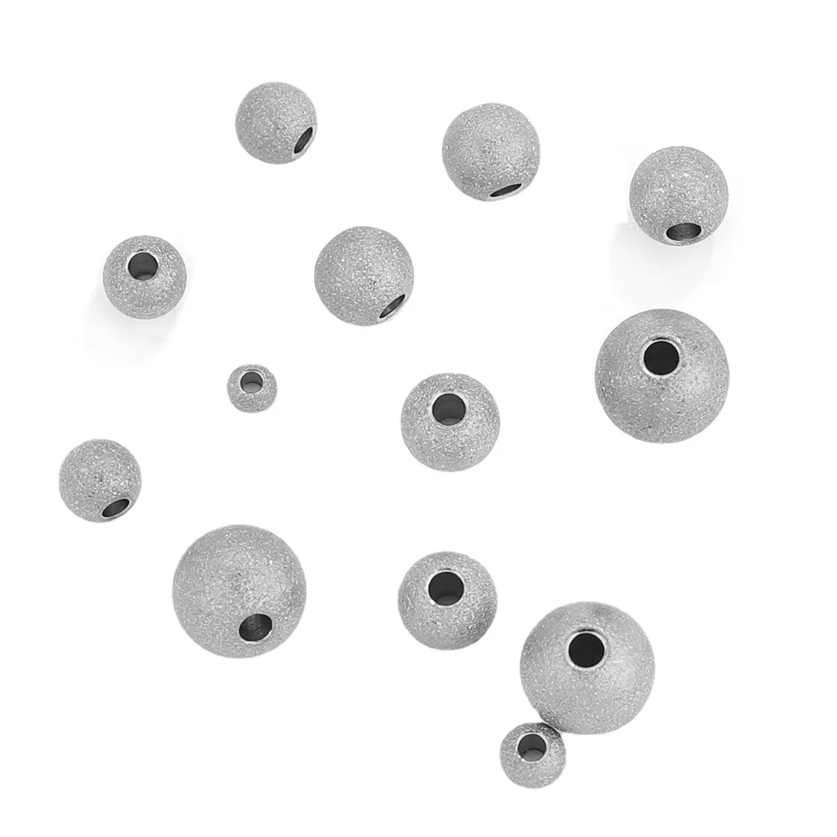Stainless Steel Frosted Solid Drilled Steel Ball Titanium Steel Bracelet Beaded DIY Accessory Beads 5