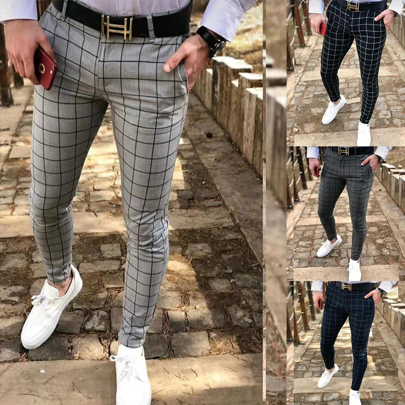 

2023 New Polyester Fiber Checkered Straight Waist Casual Comfort Straight Trousers
