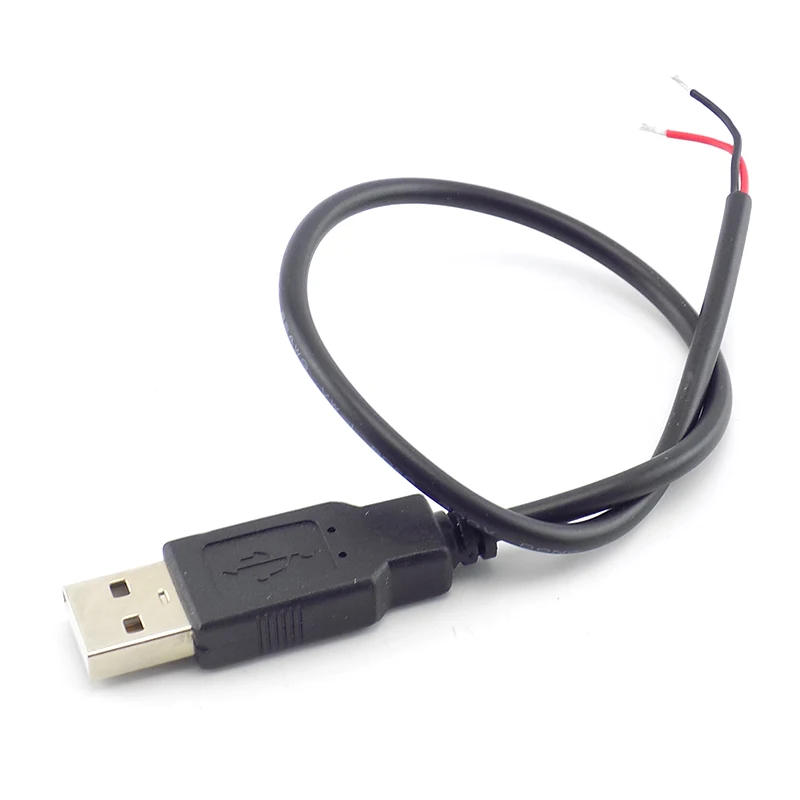 0.3/1/2m DC 5V USB 2,0 Typ A Stecker 2-poliges Kabel Netzteil Adapter Ladung für Smart Devices DIY-Anschluss kabel