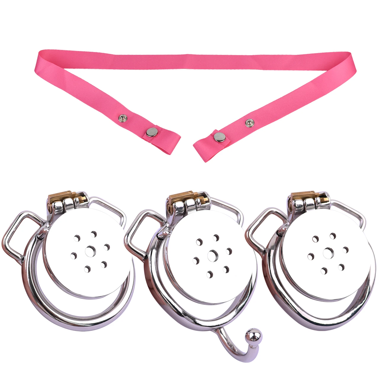 Male Chastity Belt with 3176 Regular Flat Cock Cage 3 Types Penis Rings 2 Kinds Of Strapon Harness