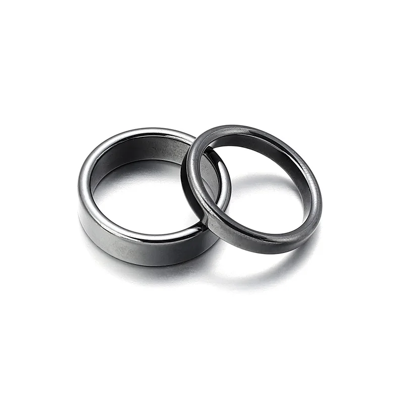6pcs Black Gallstone Ring Hematite Ring Inner Diameter 16/17/18/19/20/21mm Natural Stone Ring For Jewelry Making Diy Ring