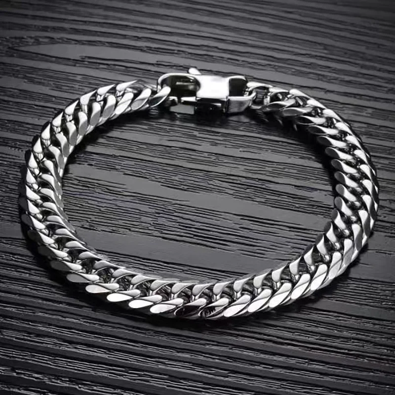 Anello Catena Largo In Acciaio Inox Stile Cubano - Unisex Biker Hip Hop - Senza Nichel