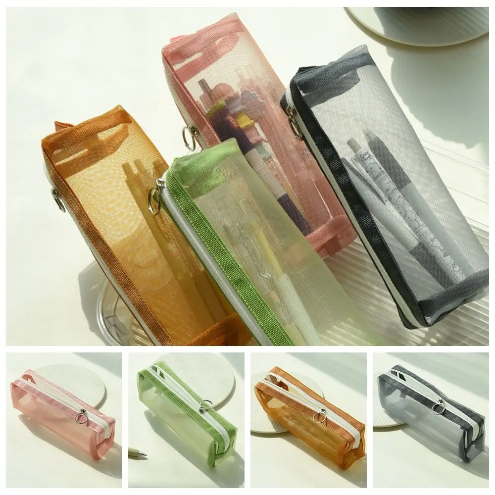 

Настольный органайзер, канцелярская сумка, простая косметичка, держатель для карандашей, пенал, прозрачная вместительная Детская сумка