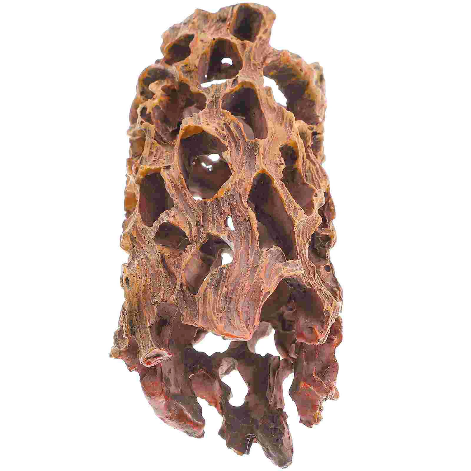

Resin Craft Fish Shrimp Hiding Hole Empty Hole Tree Root Decor Aquarium Fish Tank Simulated Resin Cactus Wood 10CM (Light Brown)