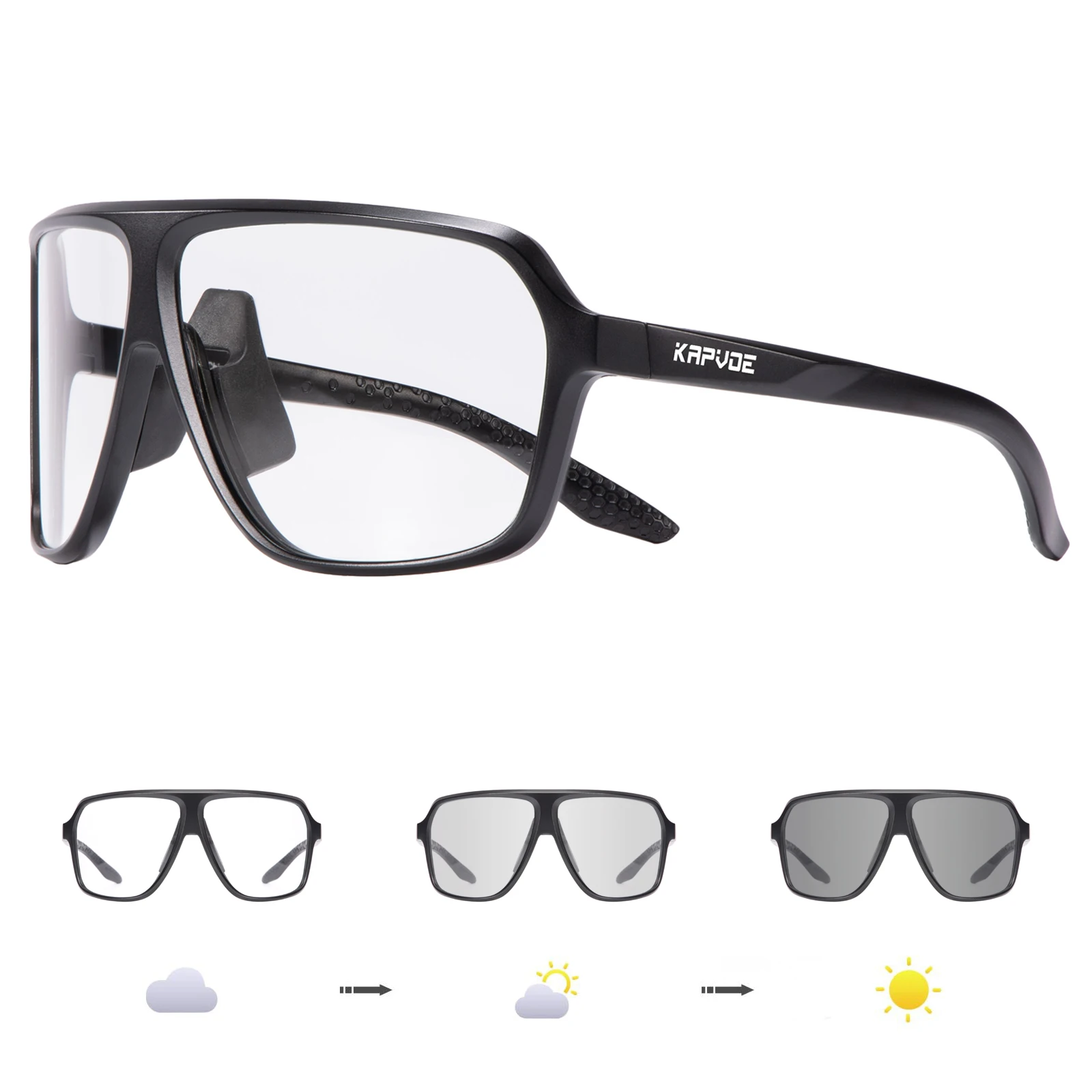 Kapvoe Lightweight Photochromic Cycling Glasses Protective Clear Shooting Safety Glasses Men Women Outdoor Sports Sunglasses