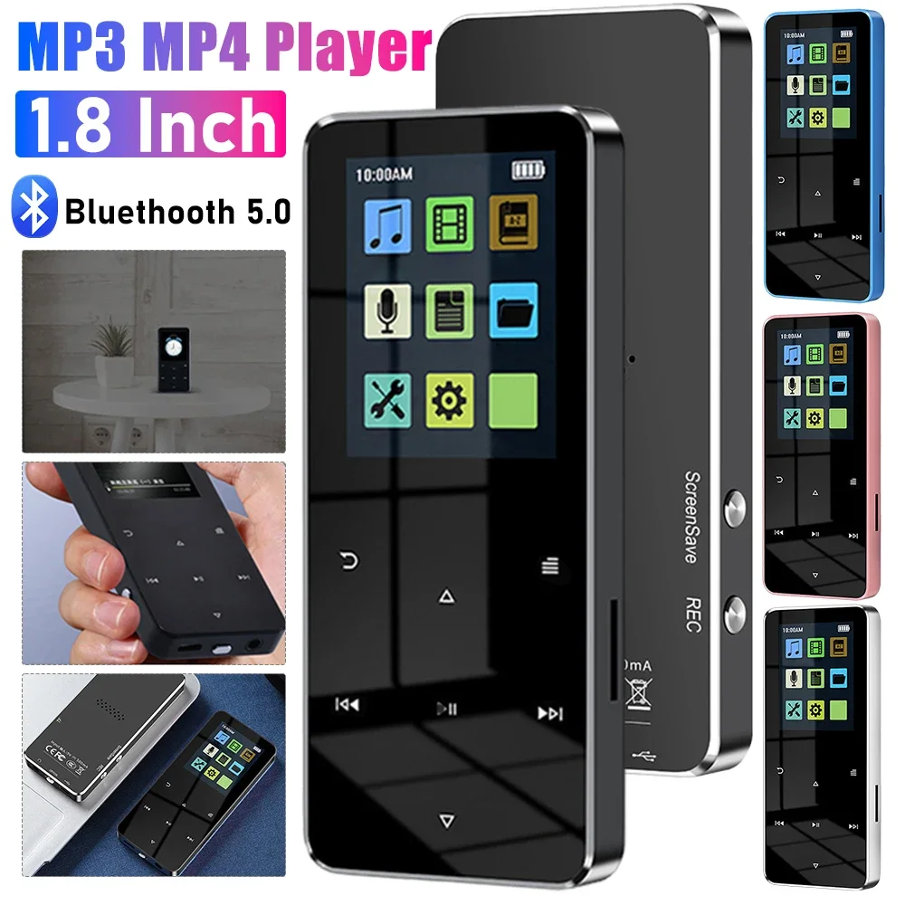 1.8 Inch Touch Screen MP4 Player MP3 Player Bluetooth 5.0 Music E-Book Recording Student Walkman Built-in Speaker MP3 MP4
