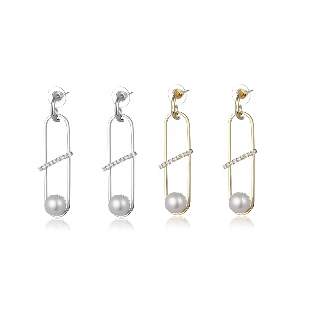 

Zircon Simulated Pearl Drop Earrings For Women Girls Retro New Copper Female Earring Fashion Ear Jewelry Brincos 2023