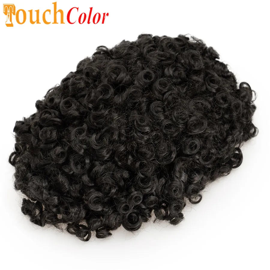 Human Hair Wig 8-20mm Curly Skin Base Natural Hair Men Toupee Human Replacement Systems Male Wig Remy for Men
