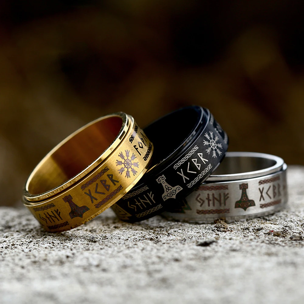 Nordic Odin Viking Trinity Ring Stainless Steel Fashion Vintage Vikings Ring Men Women Simple Amulet Jewelry Gift Wholesale 6