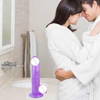 Super Soft Jelly Dildo Realistic Erotic Crystal 3 Colors Simulation Male Penis Dick Female Masturbator Adult Sex Toy For Women 6