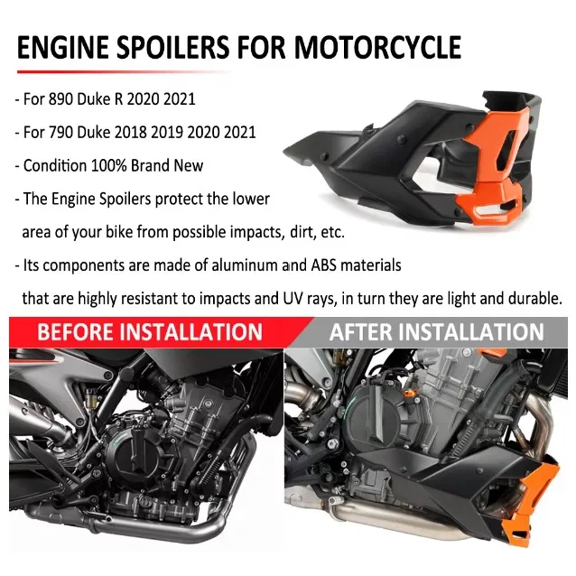Motorcycle Engine Cover Engine Cover Protector Engine Guard For 790 DUKE 790duke 890 DUKE R 890duke R Motorcycle Front Engine Spoiler Protective Cover