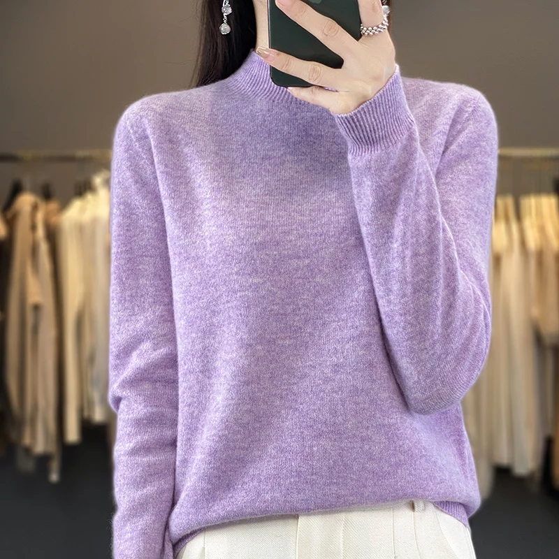 

First-line ready-to-wear turtleneck 100% pure woolen sweater pile up woolen sweater women's fall and winter slim fit with bottom