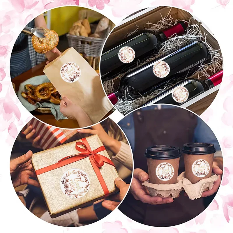 Thank you stickers used on brown kraft packaging