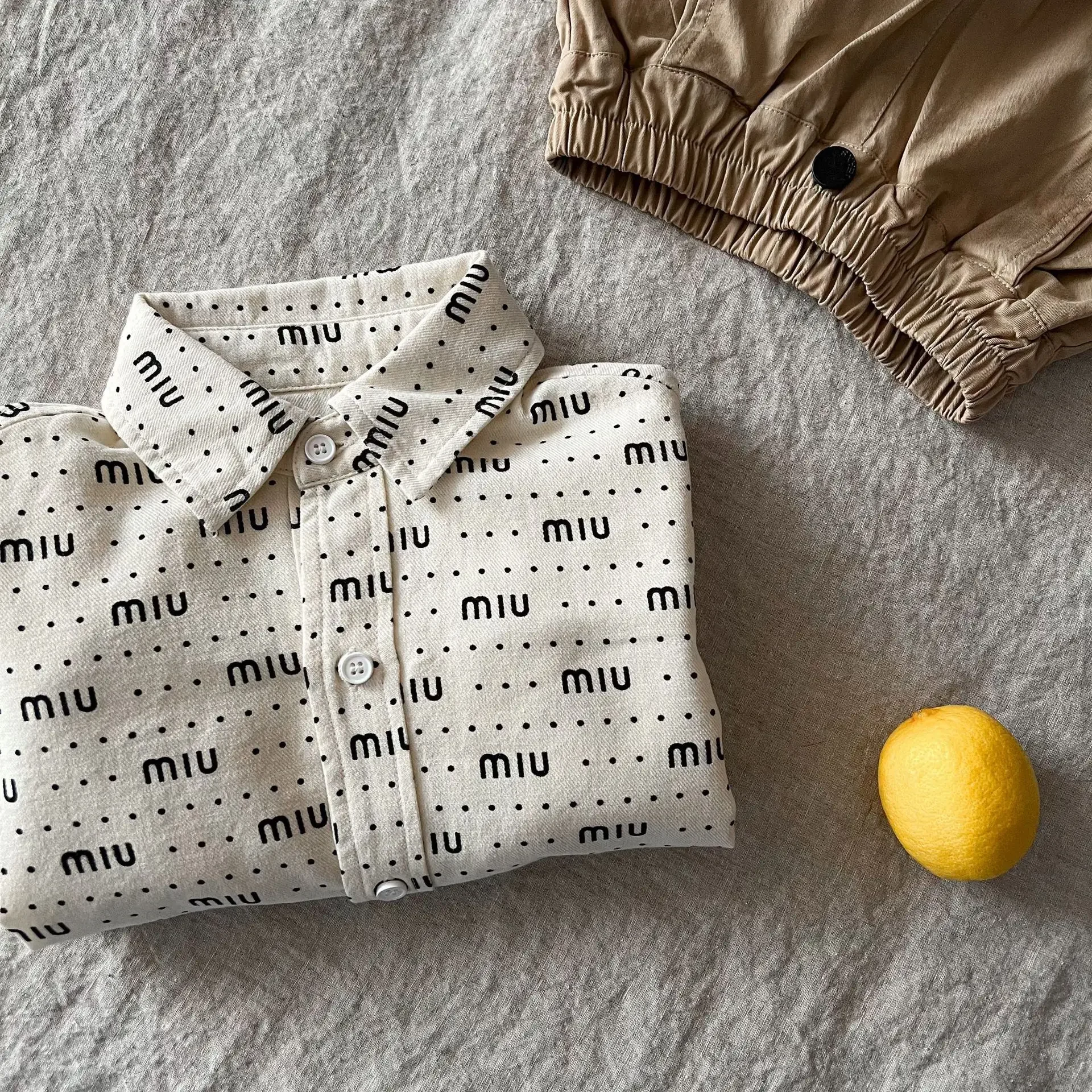 Children's Cotton Shirt Spring Long Sleeve Letter Print Boys Girls Top Trendy Cool Outerwear Baby Clothes Kids
