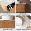 24-Inch Modern Bathroom Vanity with Sink, Floating Cabinet with Ultra-Thin Ceramic Basin and Marble Top, Extra Large Storage 3
