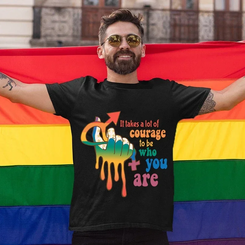 

Футболки унисекс с надписью "месяц", для того, чтобы быть тем, кто ты, футболки с принтом, повседневные хлопковые футболки с рисунком гордости, топы Y2k