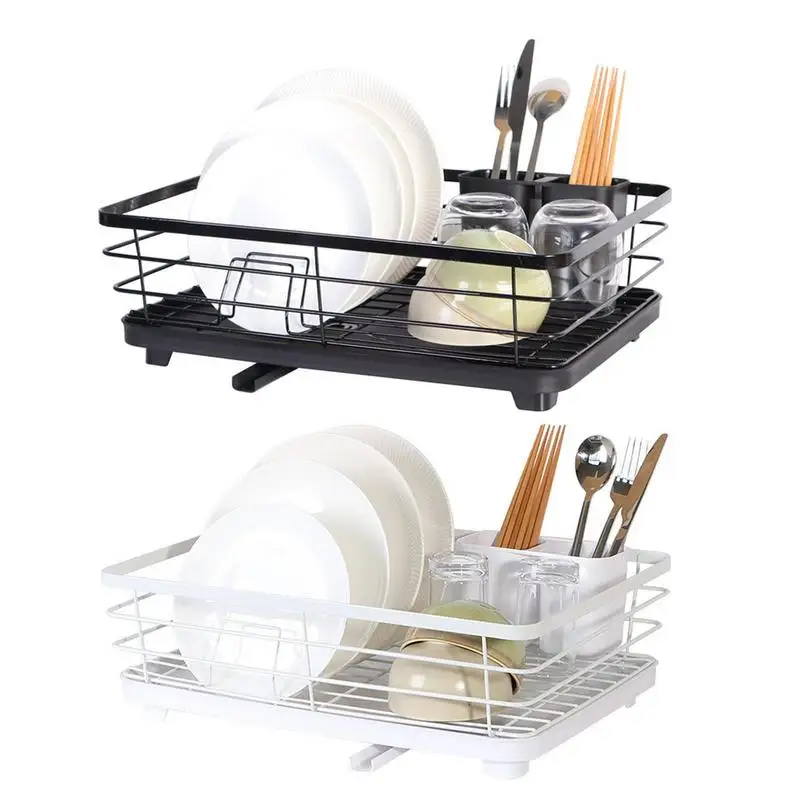 

Dish Drainer With Drainboard Cutlery Storage Dish Multifunctional Quick Dish Drying Countertop Utensil Holder For Kitchen Supply