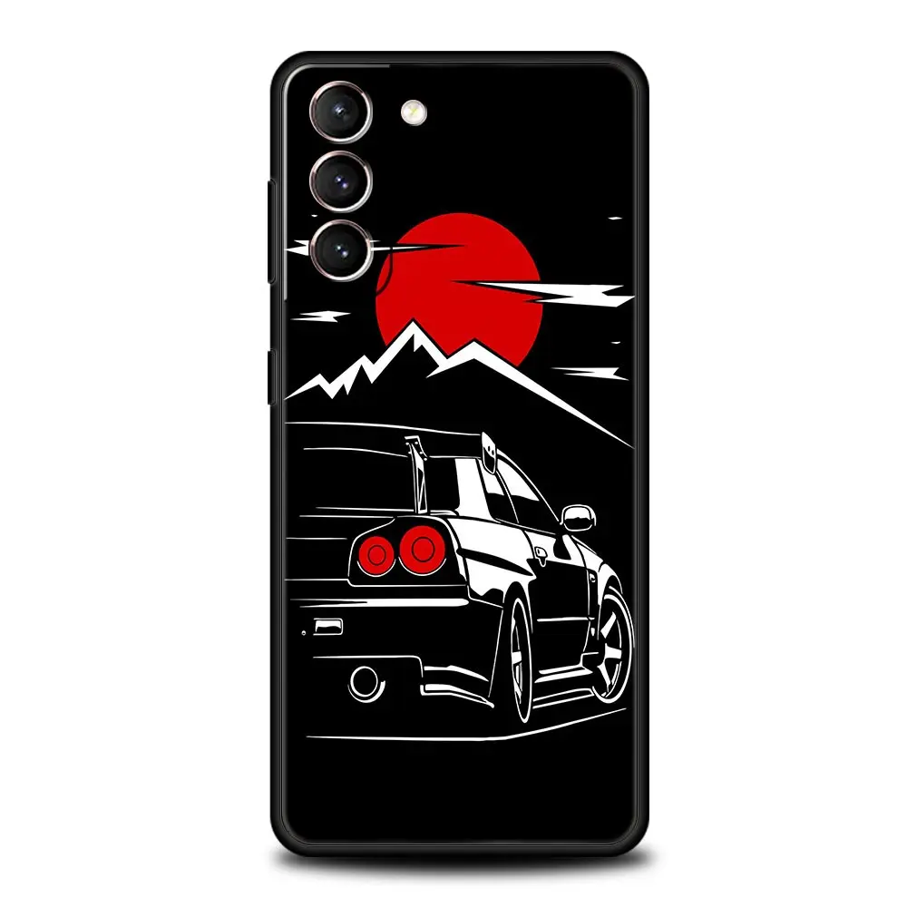 Japanese JDM Sports Car Black Silicone Phone Case