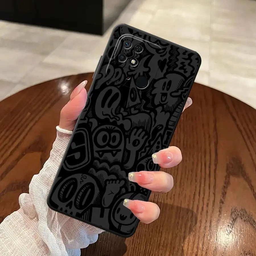 Black Soft Phone Cover Case with Graffiti Design