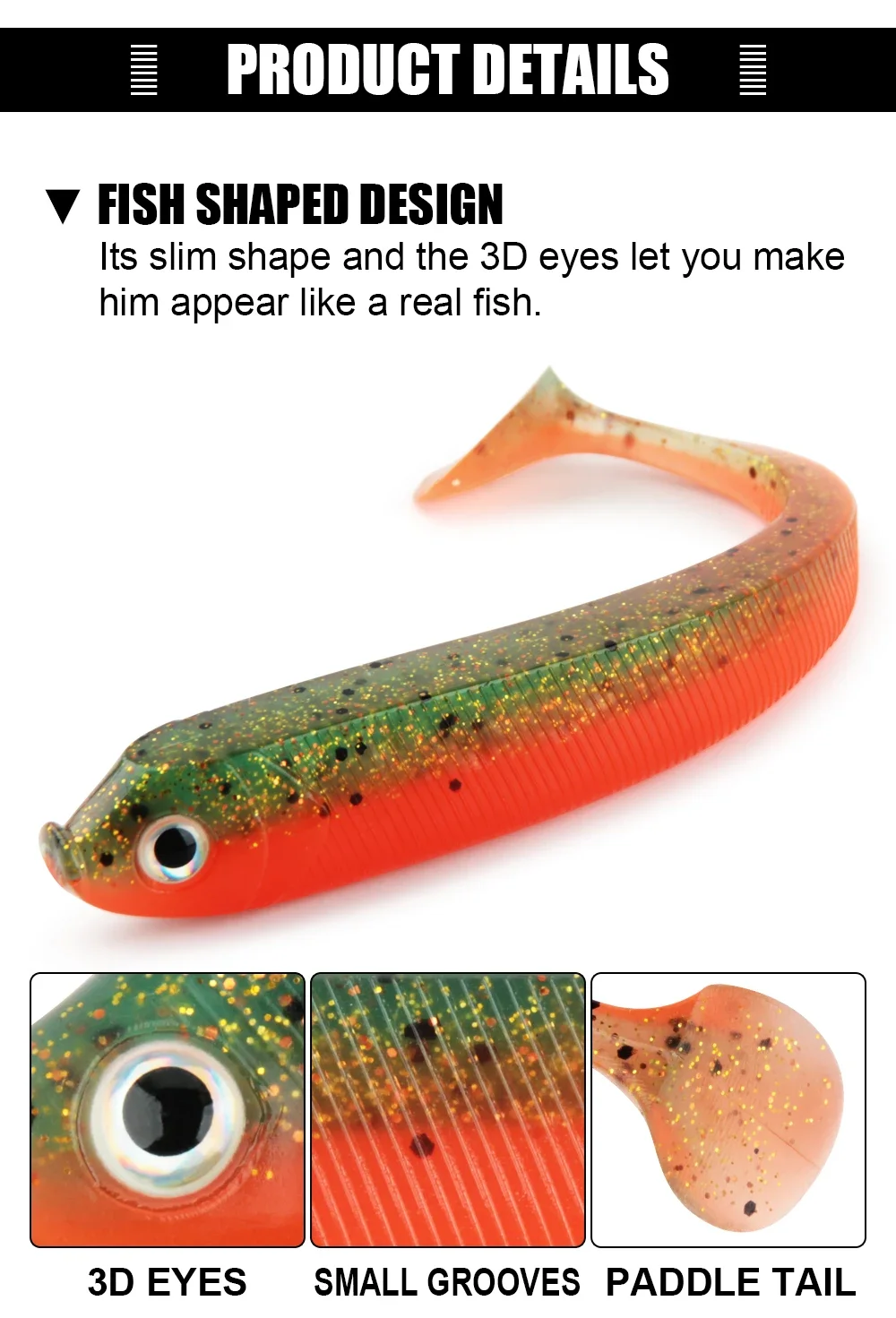 Description Picture 5 of itemSpinpoler Soft Fishing Lure 7.5cm 9.5cm12.5cm Shad Swimbait T Tail Rubber Fake Fish Wobblers Bass Pike Bait Aritificial Silicone
