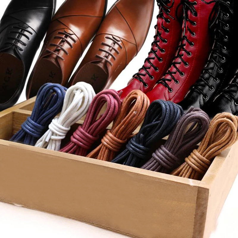Unisex Fashion New Shoelaces Round Shape Rope Shoe Laces Brown Black Color Shoelaces Waterproof Leather Shoe Laces