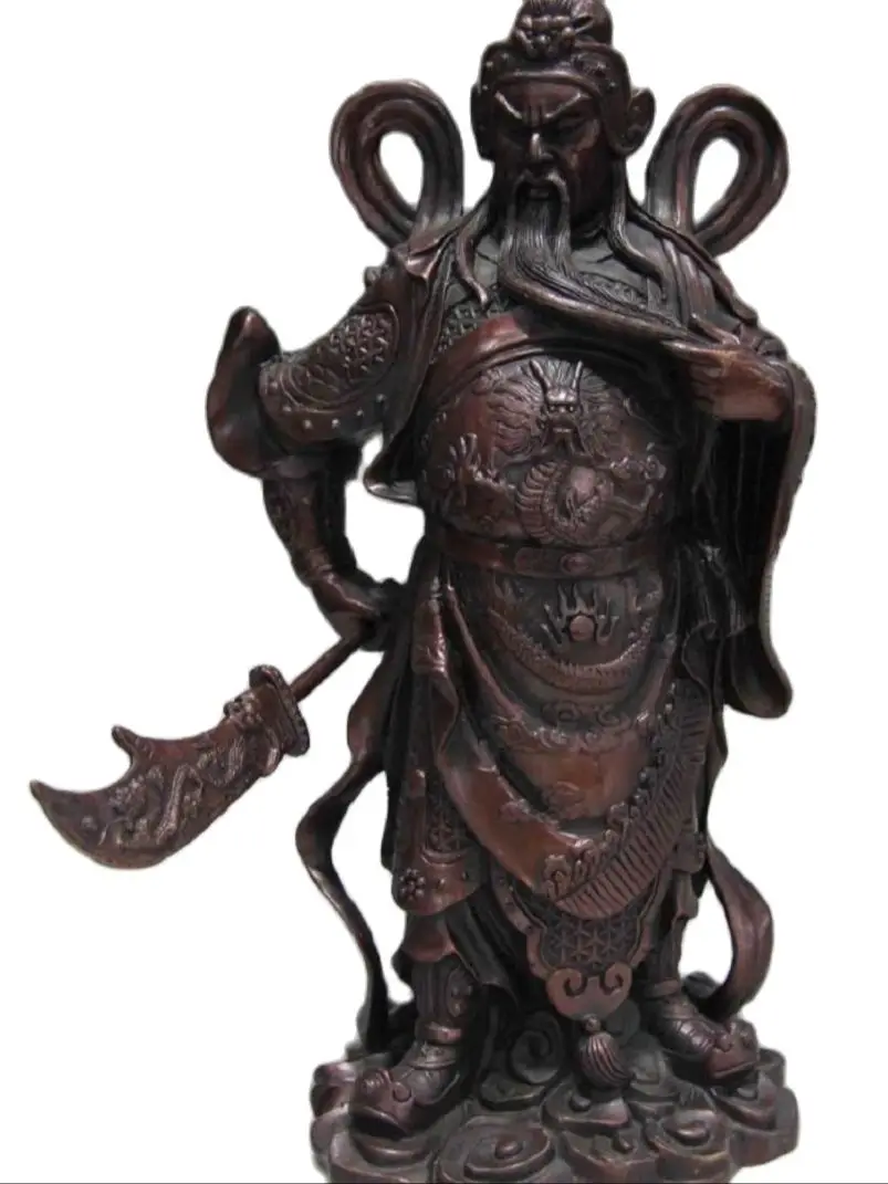 

Бесплатная доставка, 13 дюймов, Китайская народная Статуя Дракона Гуань Гонг Гуй Юй, статуя Будды воина 32 см