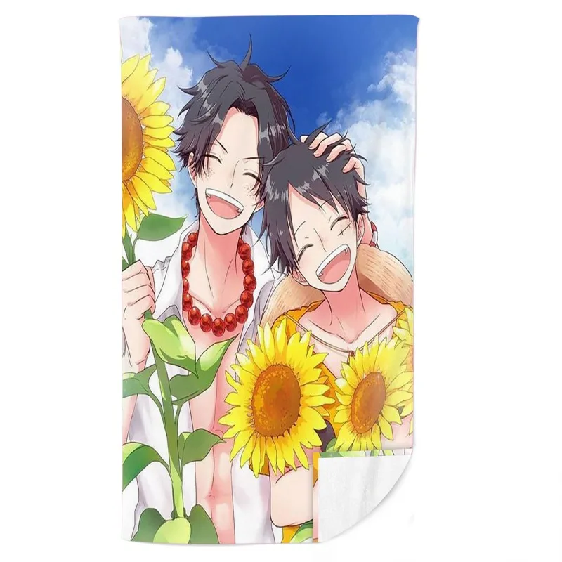 

Spot Animation One Piece luffy ACE Fitness Running Sweat Practical Beach Towel Swimming Bath Towel Anime Model