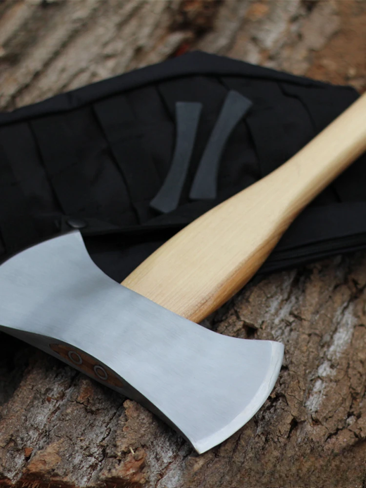 Description Picture 4 of itemDouble-bladed Axe Outdoor Wood Chopping Tree Walnut Handle Tomahawk High Hardness Fire Fighting Self-defense Axes Hand Tools