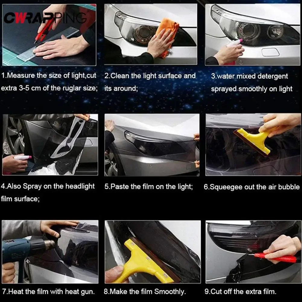 Fog Light Headlight Taillight Tint Vinyl Decal Red Car Light Film Sheet Sticker Auto Body Film Cover Universal Car Accessories