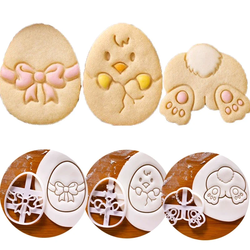 Cookie Cutter Cookie Mould Cookie Printing Mold Baking Mold Easter Cookie Cutters Easter Eggs Bunny Biscuit Mold Baking Tool DIY Handmade Biscuit Stamp Mould