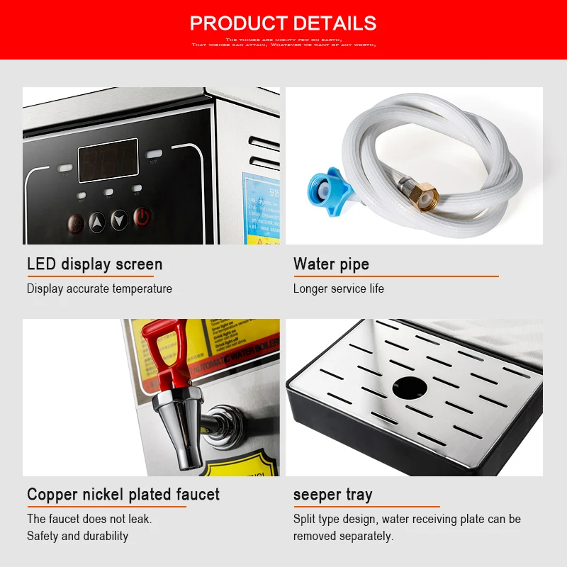 

Steam Water Boiler Wholesale Prices Stainless Steel 10L Hot Water Heater Machine For Milk Bubble Tea