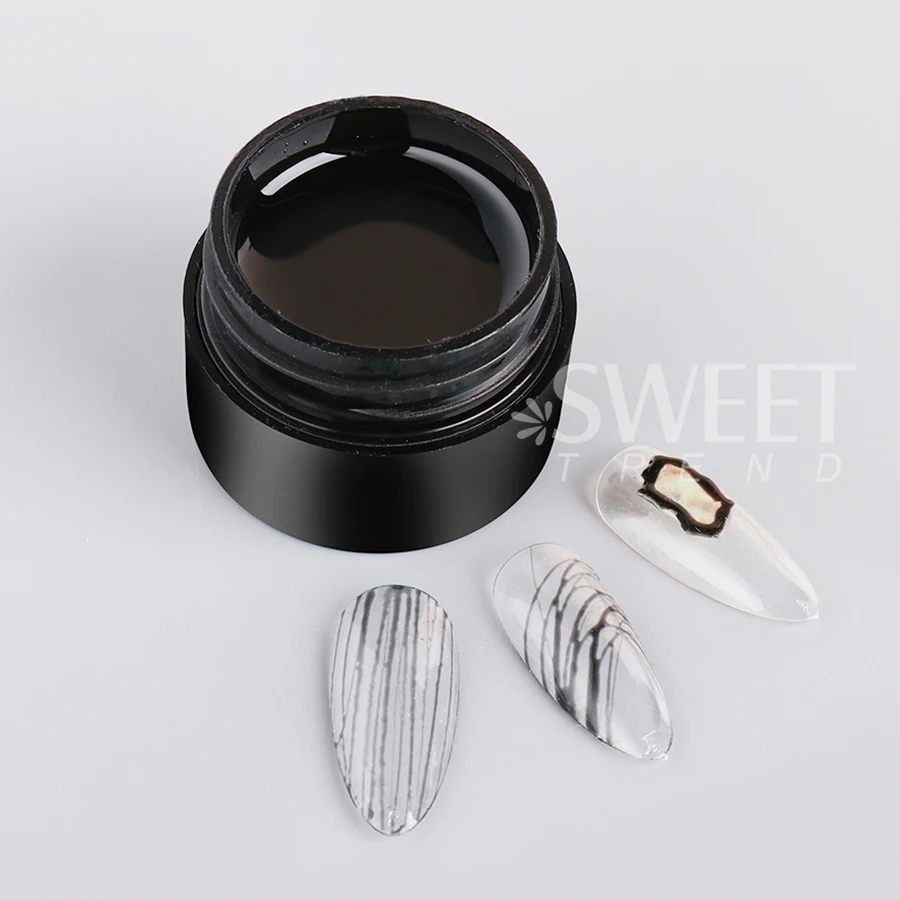 6pcs Black White Spider Nails Drawing Gel Creative Painting Wire Web Liner Semi Permanent UV Silk Varnish Manicure Polish Decor