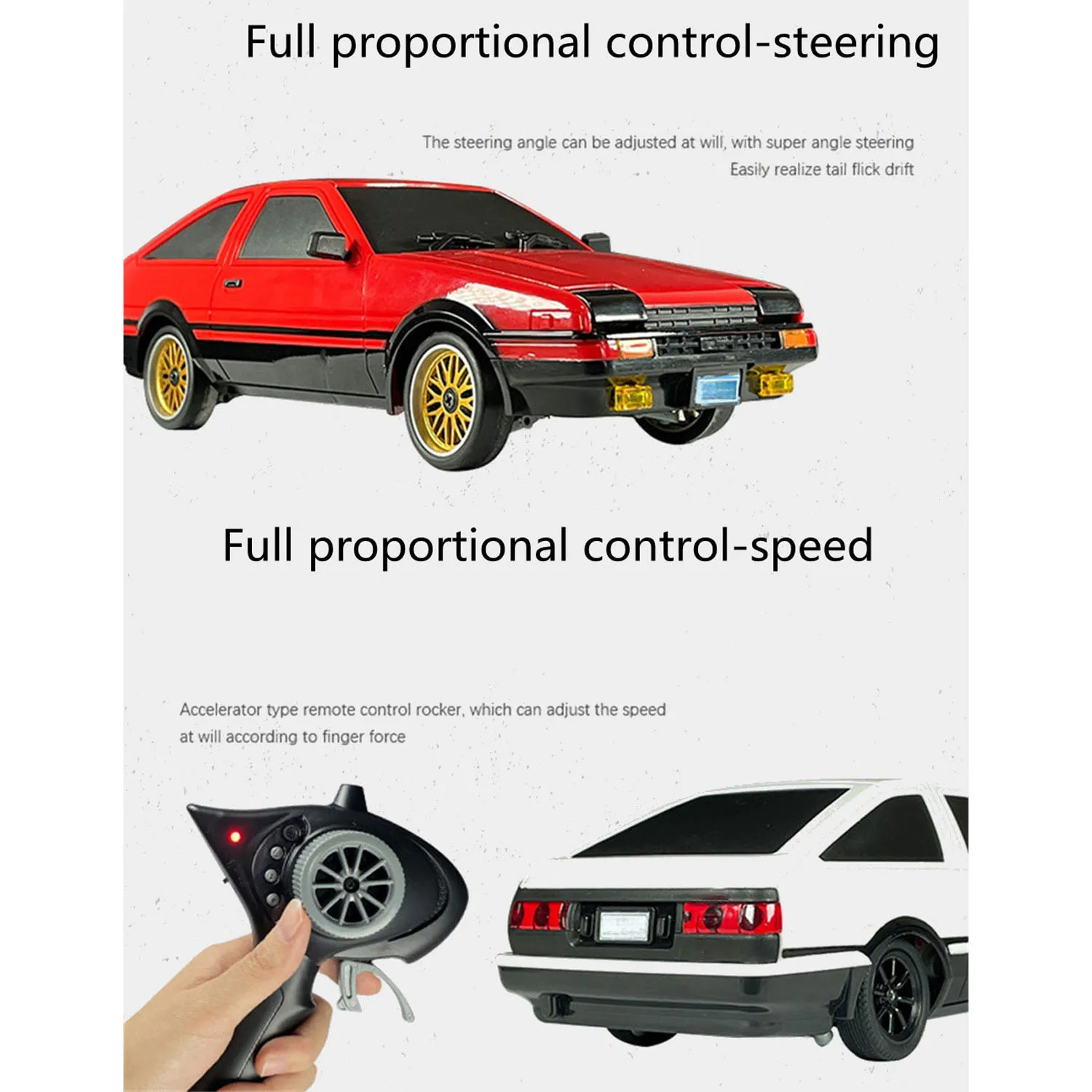 Mini Toys 1/18 Scale RC Drifting Racing Car RWD LDRC LD1801 AE86 Wireless Control Vehicle Model with Gyroscope Light System 5