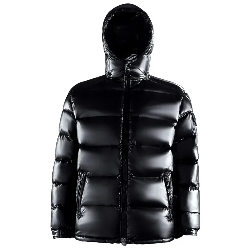 

Men's Warm Jacket Shiny Winter Coat Hood White Duck Down Brand Detachable Hat Parka Male Overcoat Thermal Puffer Jacket Men