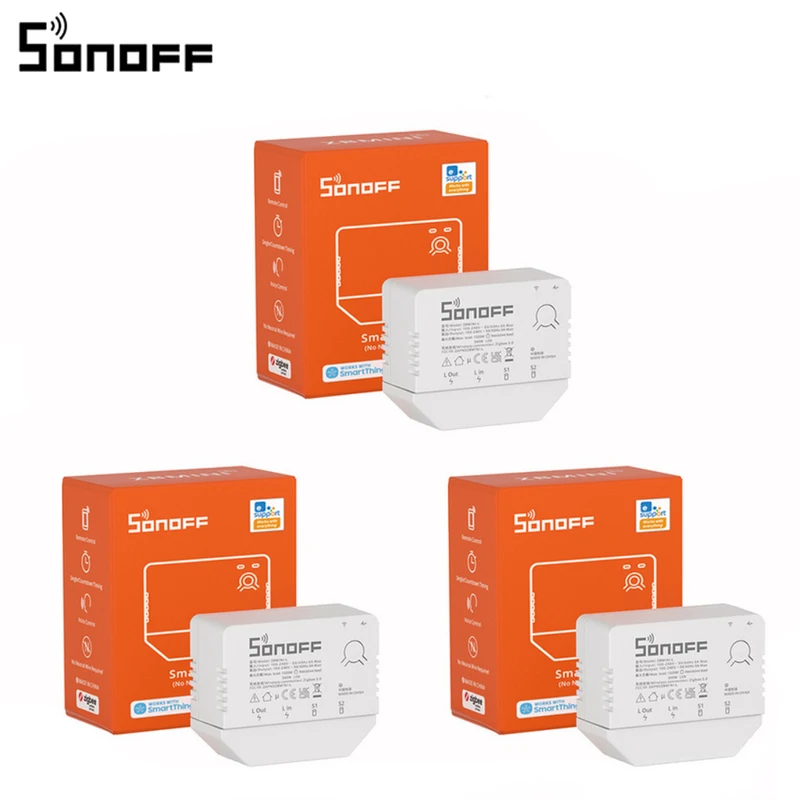 Sonoff ZBMINI-L Zigbee Mini Smart Switch 2 Way Control Wireless Switch No Neutral Wire Required, Support Ewelink APP Alexa Alice 
