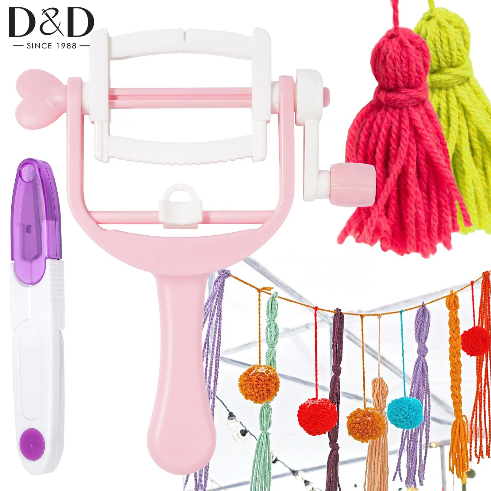 

1Set Pom Pom Makers Set Tool Tassel Maker Winder Tool With Thread Scissors For Fluff Ball Bobble Needle Weave DIY Wool Crochet