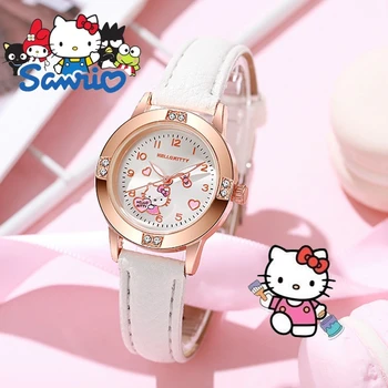 Sanrio hello kitty relógio kawaii kuromi cinnamoroll quartzo casual moda melodia relógio de pulso feminino criança menina crianças presente 1