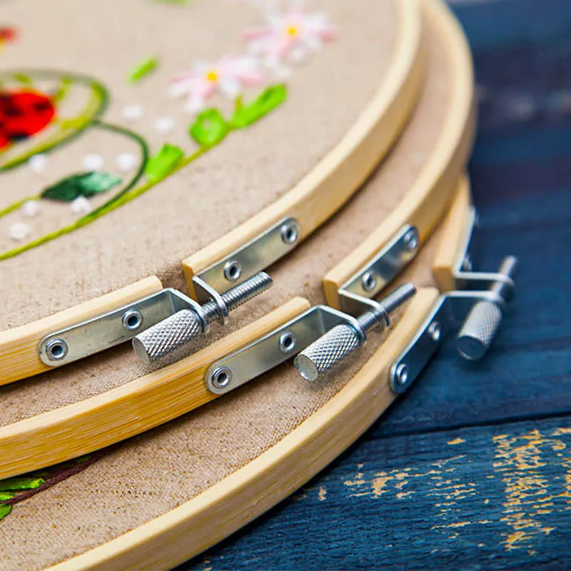 5pcs/set 8-50cm Wooden Embroidery Hoops Frame Set Bamboo Embroidery Hoop Rings for DIY Cross Stitch Needle Craft Tools