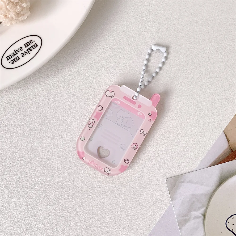 Kawaii Ins Star Acrylic Mobile Phone Shape 1 inch Photocard Holder Card Wallet Idol Photo Holder Bag Pendant School Stationery
