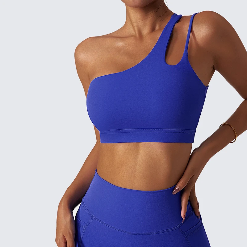 Women One Shoulder Sports Bra Sexy One Strap Yoga Top Female 1 String Arm Side  Single Off Shoulder Gym Fitness Workout Crop Top - AliExpress