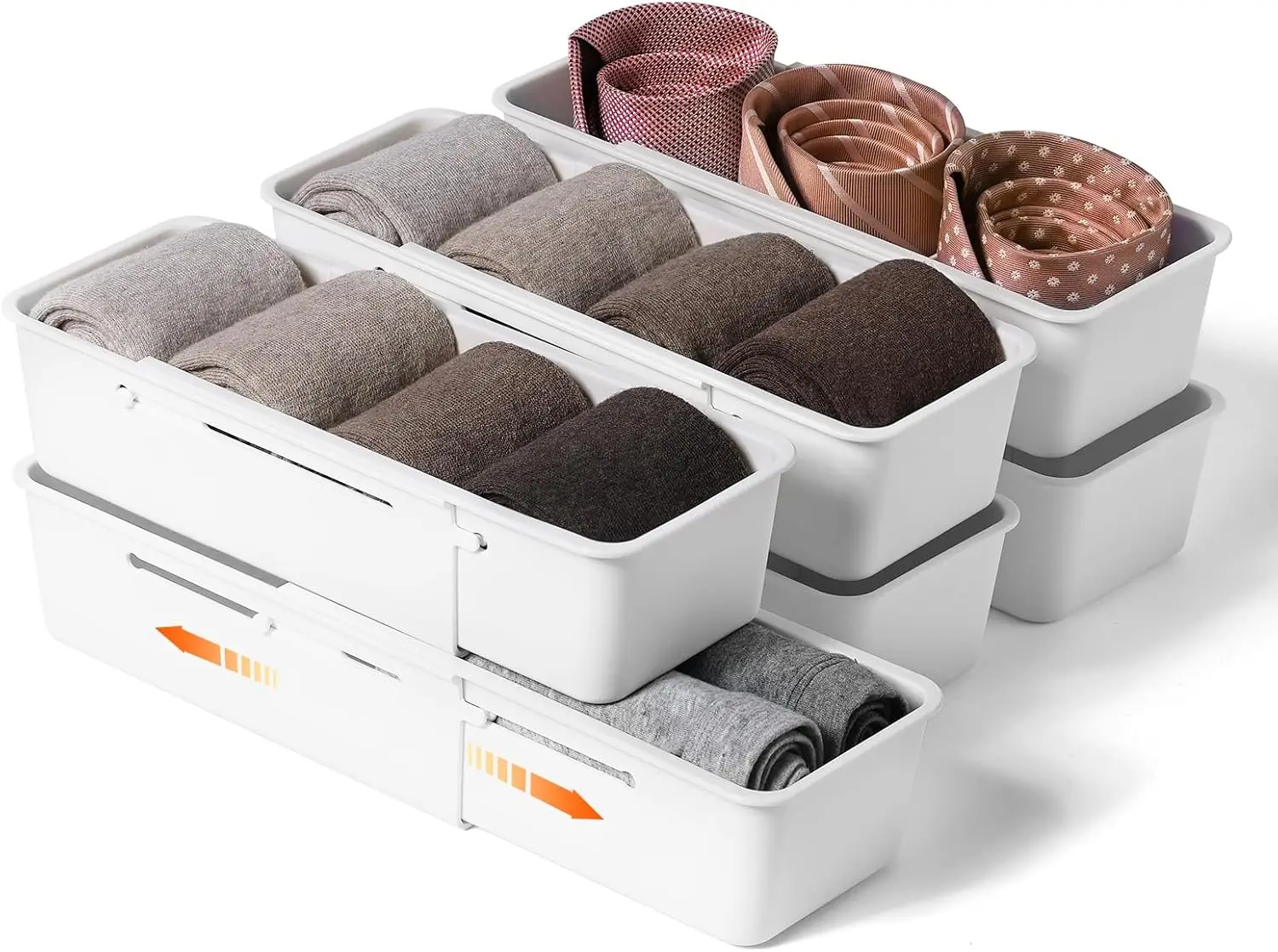 Drawer Organizers, Expandable Desk Drawer Organizer Plastic Storage Bins, Dresser Organizer for NurseryBathroom, Kitchen, Makeup 6