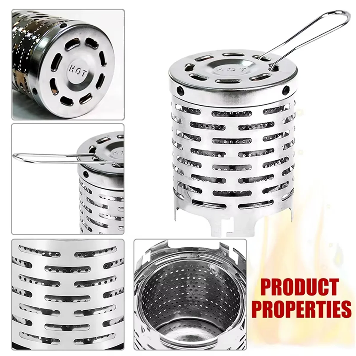 BAAU Outdoor Portable Heating Cover Gases Heater Stoves Mini Heater Cap Camping Infrared Stove Stainless Steel Oven